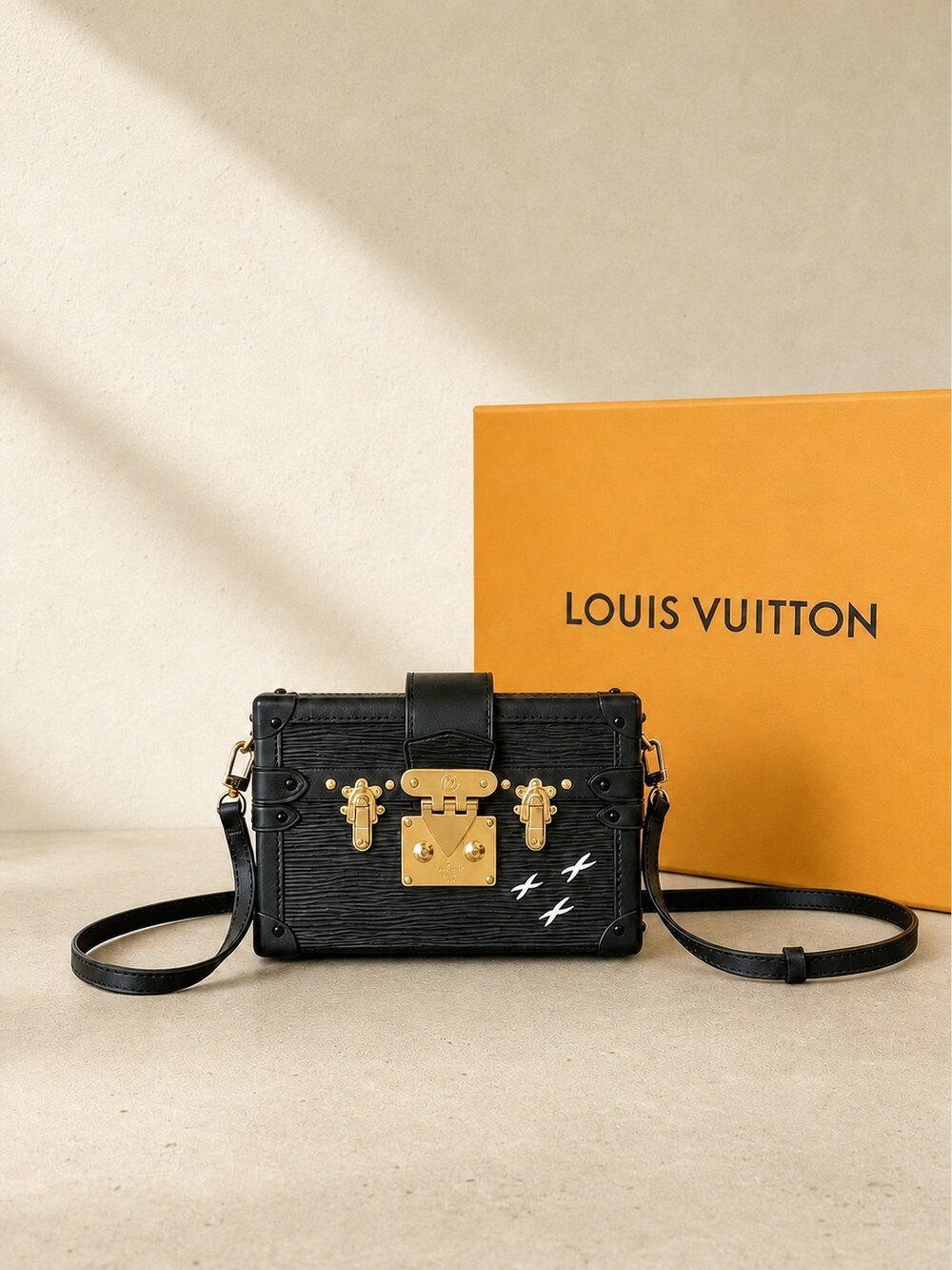 Louis Vuitton Black Leather Shoulder Carry Bag | Petite Malle Epi